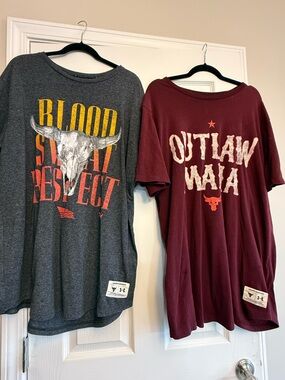 Mens XL Under Armour project Rock workout shirts  - Set of 2 outlaw mana